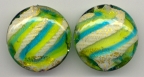 Double Swirls, Aqua & Lime Green, Large 35MM Discs